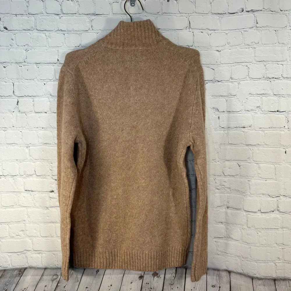 NEW Collars & Co Mens Luxury Wool Blend Mock Neck Button Sweater Tan Medium